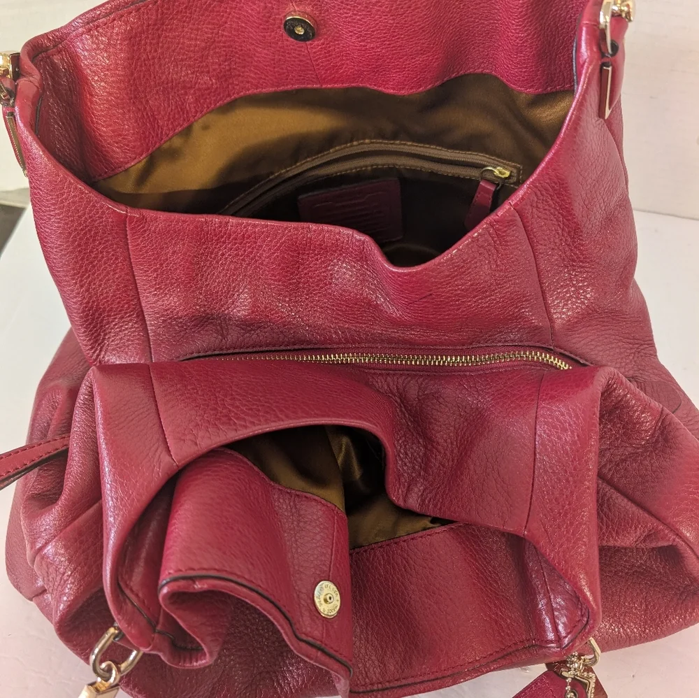Coach Bag Madison Phoebe Cranberry Red Leather Shoulder Hobo H24621 From 2013
